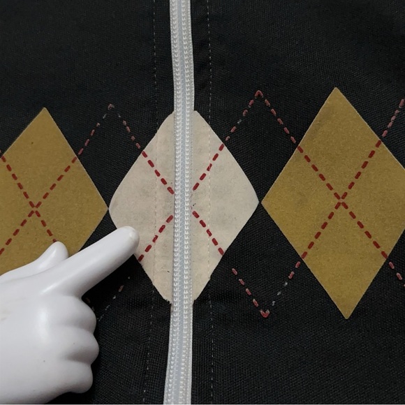 Fred Perry Sportswear Track Jacket Mens S Full-Zip Argyle Print Pockets Black - Picture 7 of 8